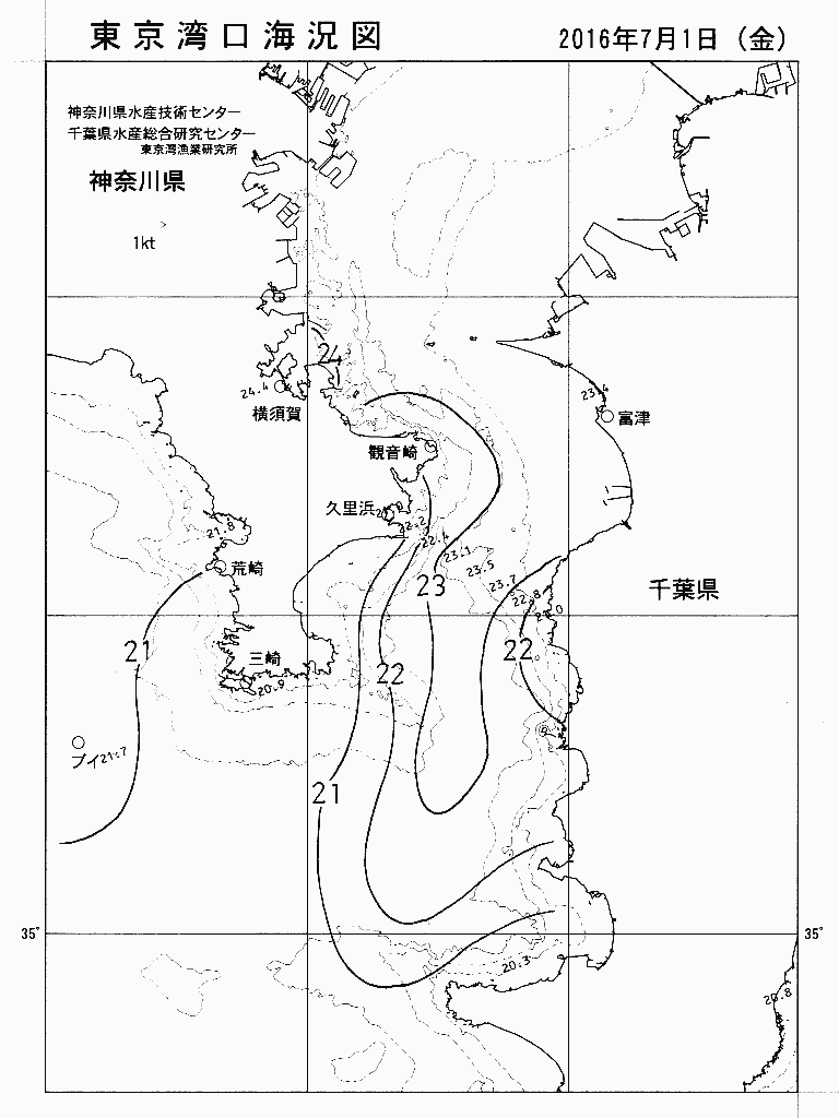 海況図, 東京湾口海況図 検索結果, (水温分布 等を図示)