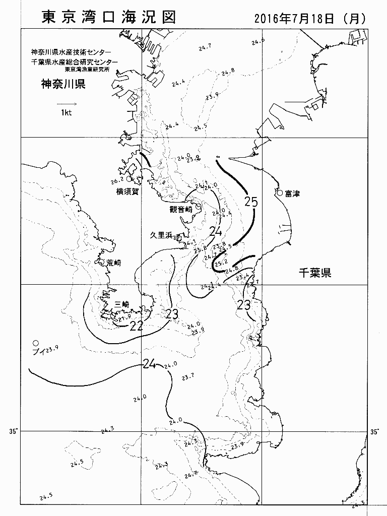 海況図, 東京湾口海況図 検索結果, (水温分布 等を図示)
