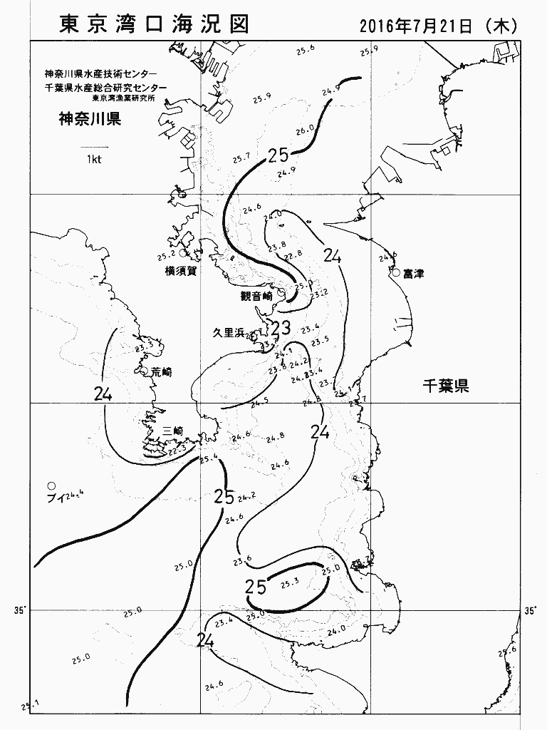 海況図, 東京湾口海況図 検索結果, (水温分布 等を図示)