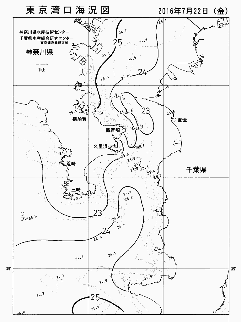海況図, 東京湾口海況図 検索結果, (水温分布 等を図示)