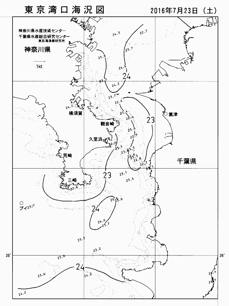 海況図, 東京湾口海況図 検索結果, (水温分布 等を図示)