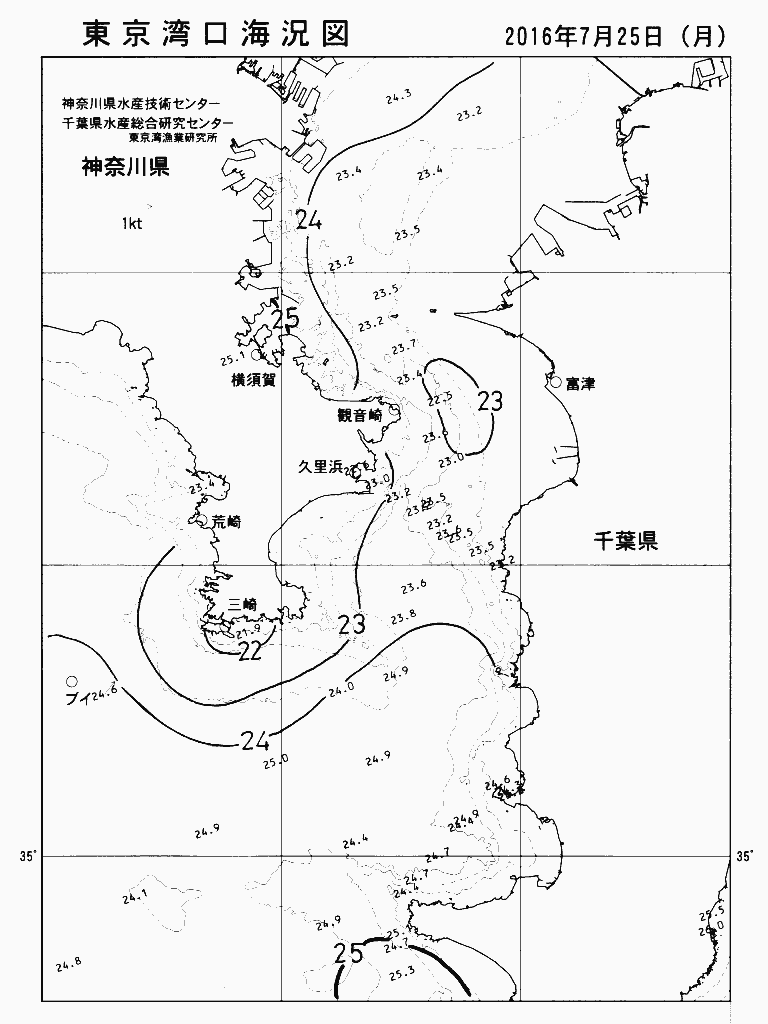 海況図, 東京湾口海況図 検索結果, (水温分布 等を図示)