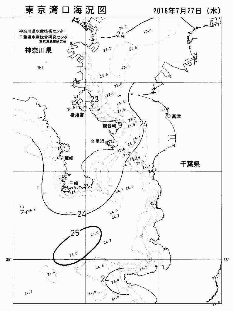 海況図, 東京湾口海況図 検索結果, (水温分布 等を図示)