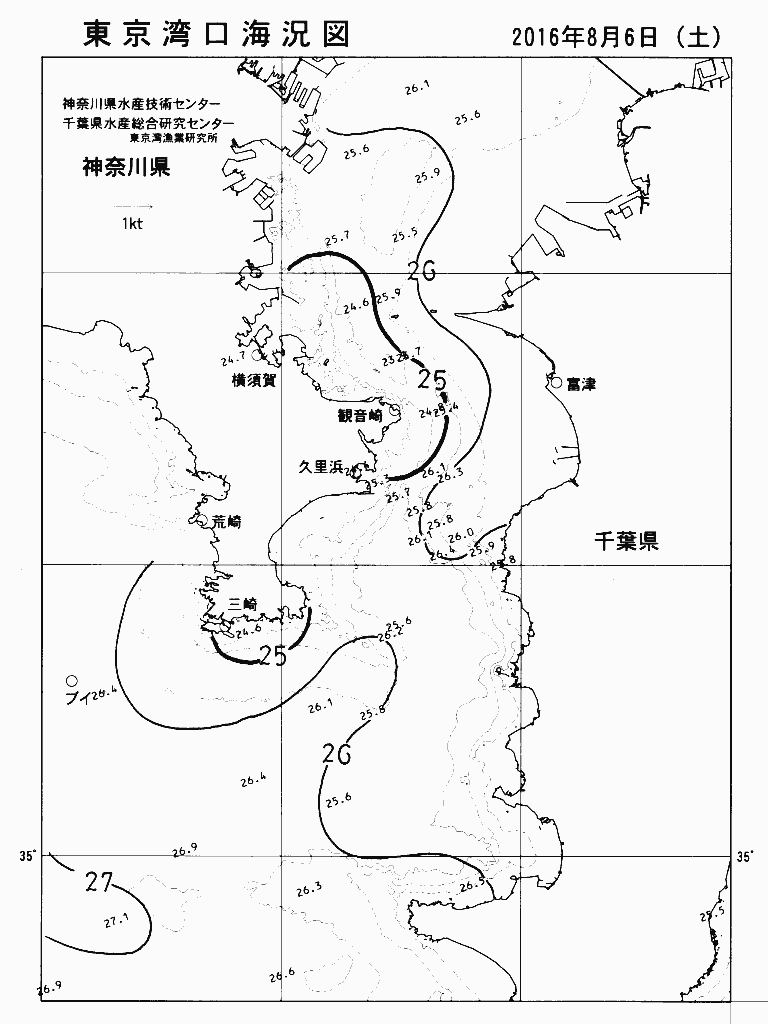 海況図, 東京湾口海況図 検索結果, (水温分布 等を図示)