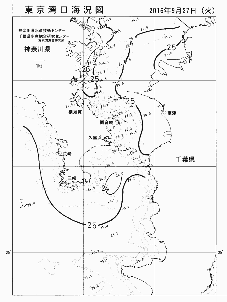 海況図, 東京湾口海況図 検索結果, (水温分布 等を図示)