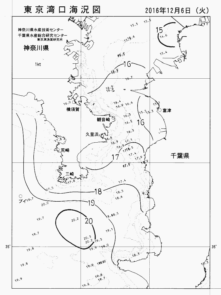 海況図, 東京湾口海況図 検索結果, (水温分布 等を図示)