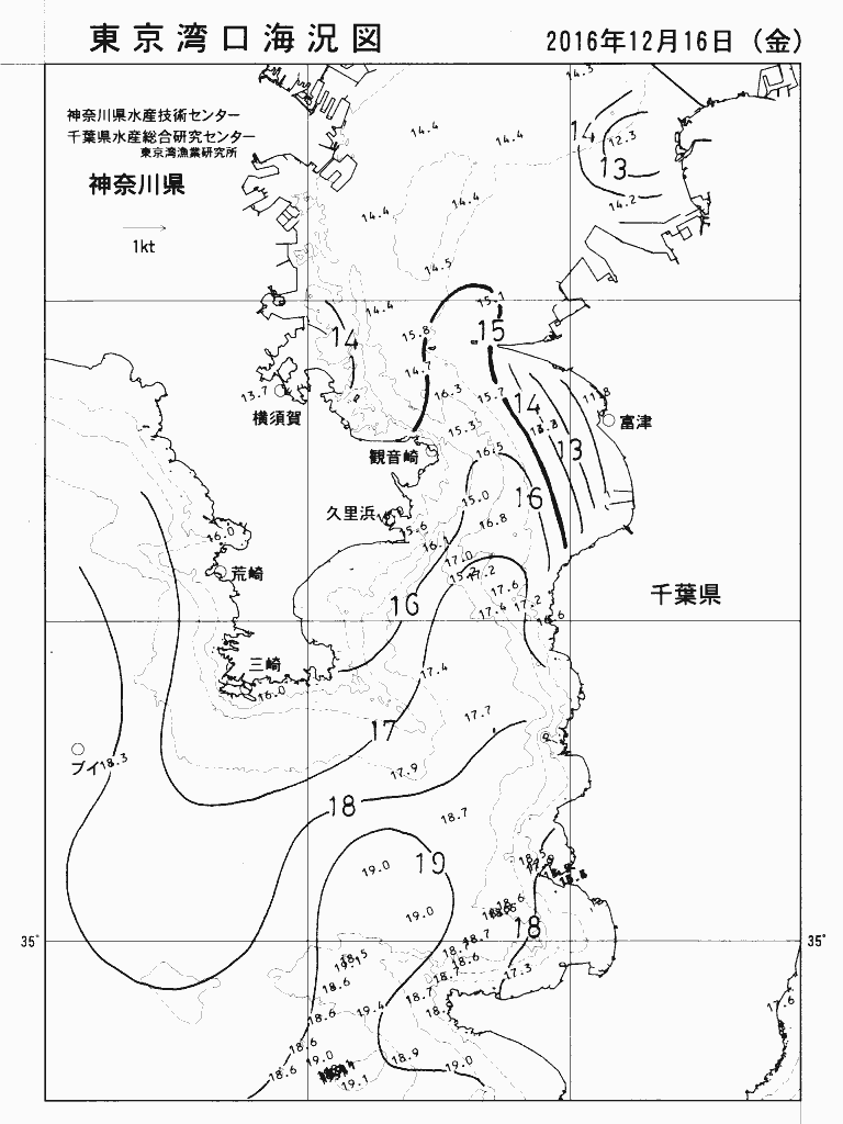 海況図, 東京湾口海況図 検索結果, (水温分布 等を図示)