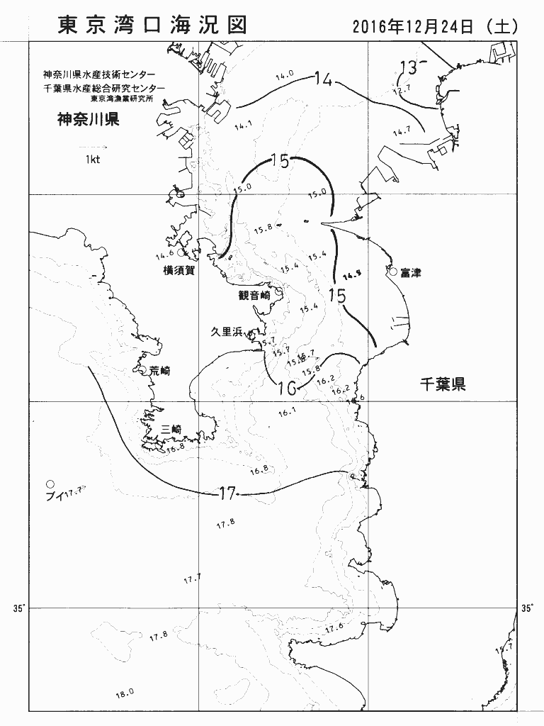 海況図, 東京湾口海況図 検索結果, (水温分布 等を図示)