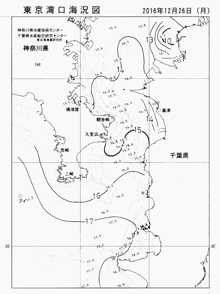 海況図, 東京湾口海況図 検索結果, (水温分布 等を図示)