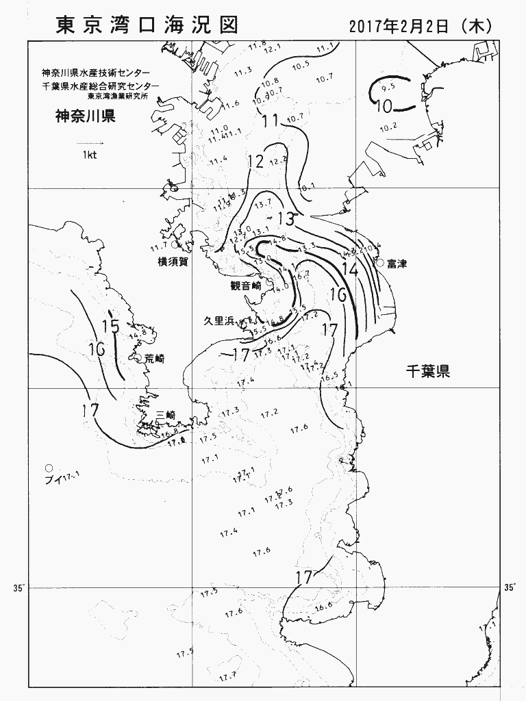 海況図, 東京湾口海況図 検索結果, (水温分布 等を図示)