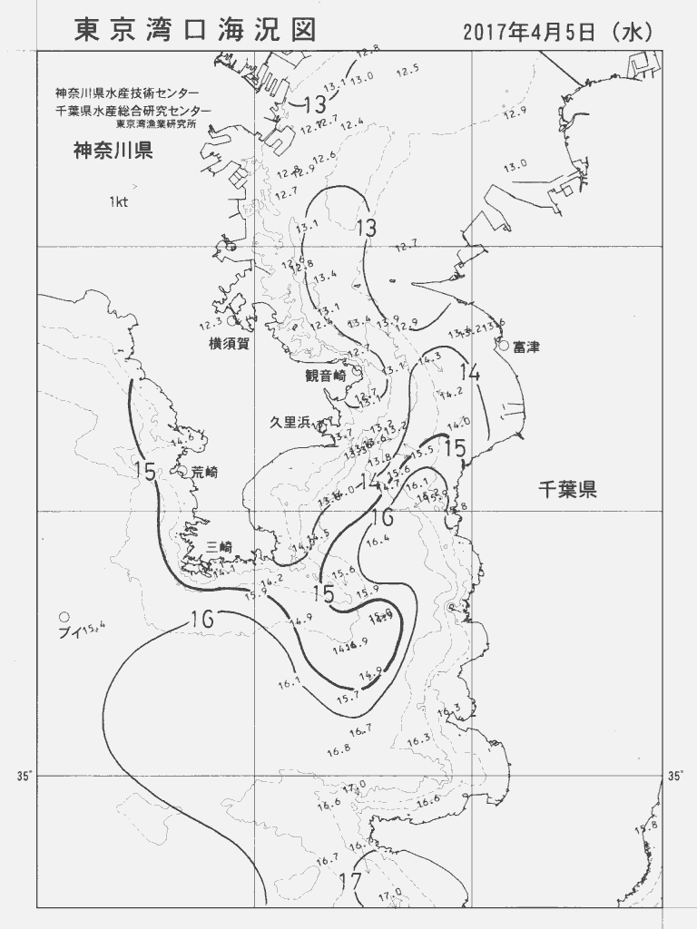 海況図, 東京湾口海況図 検索結果, (水温分布 等を図示)
