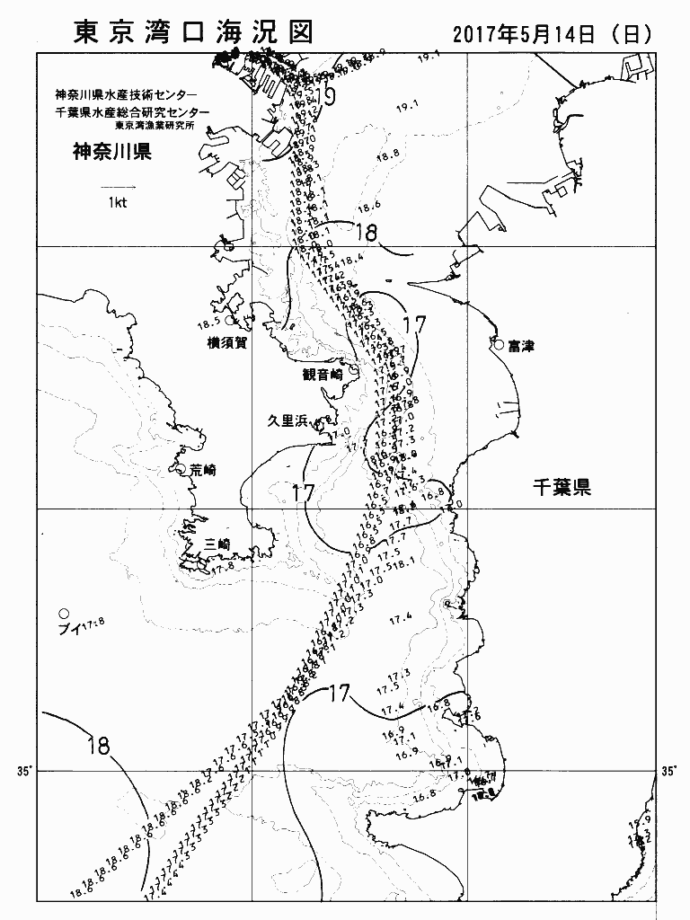 海況図, 東京湾口海況図 検索結果, (水温分布 等を図示)