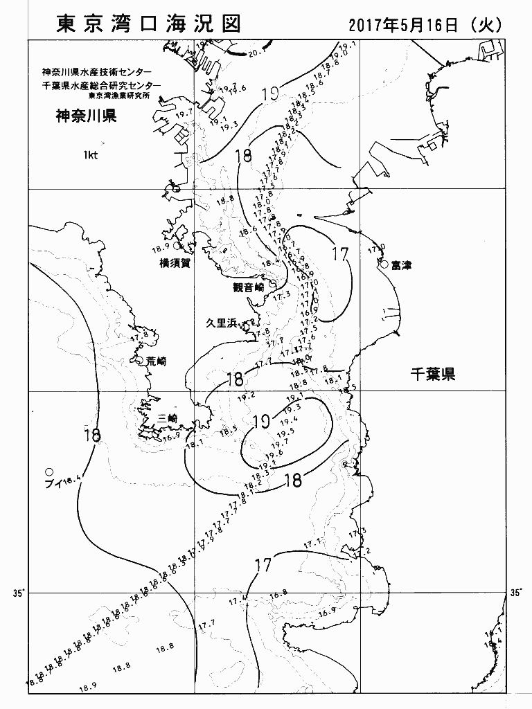 海況図, 東京湾口海況図 検索結果, (水温分布 等を図示)