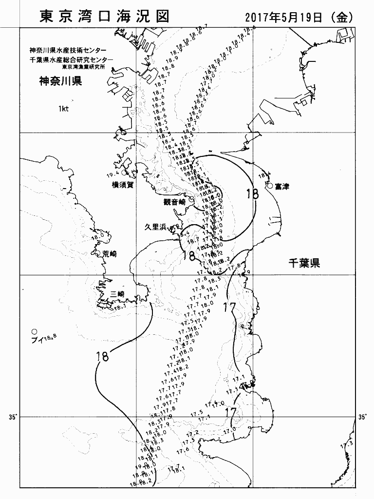 海況図, 東京湾口海況図 検索結果, (水温分布 等を図示)