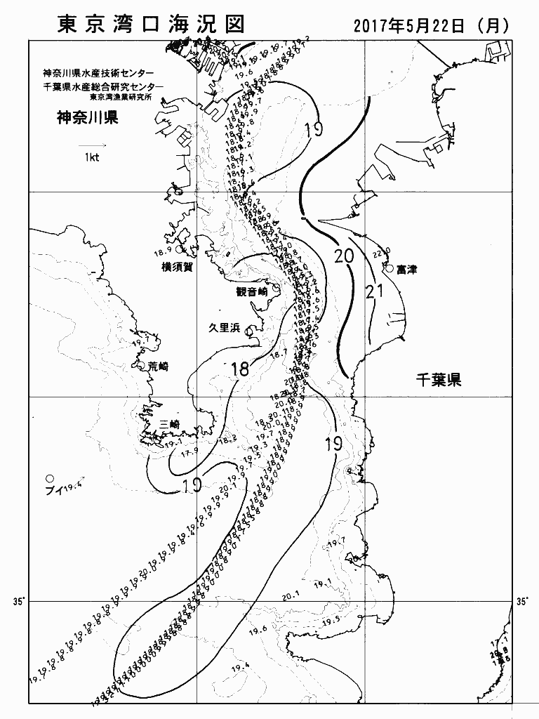 海況図, 東京湾口海況図 検索結果, (水温分布 等を図示)