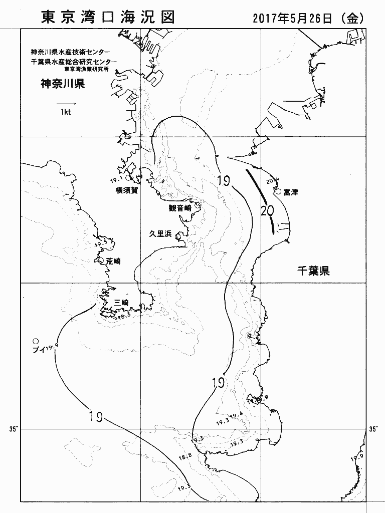 海況図, 東京湾口海況図 検索結果, (水温分布 等を図示)