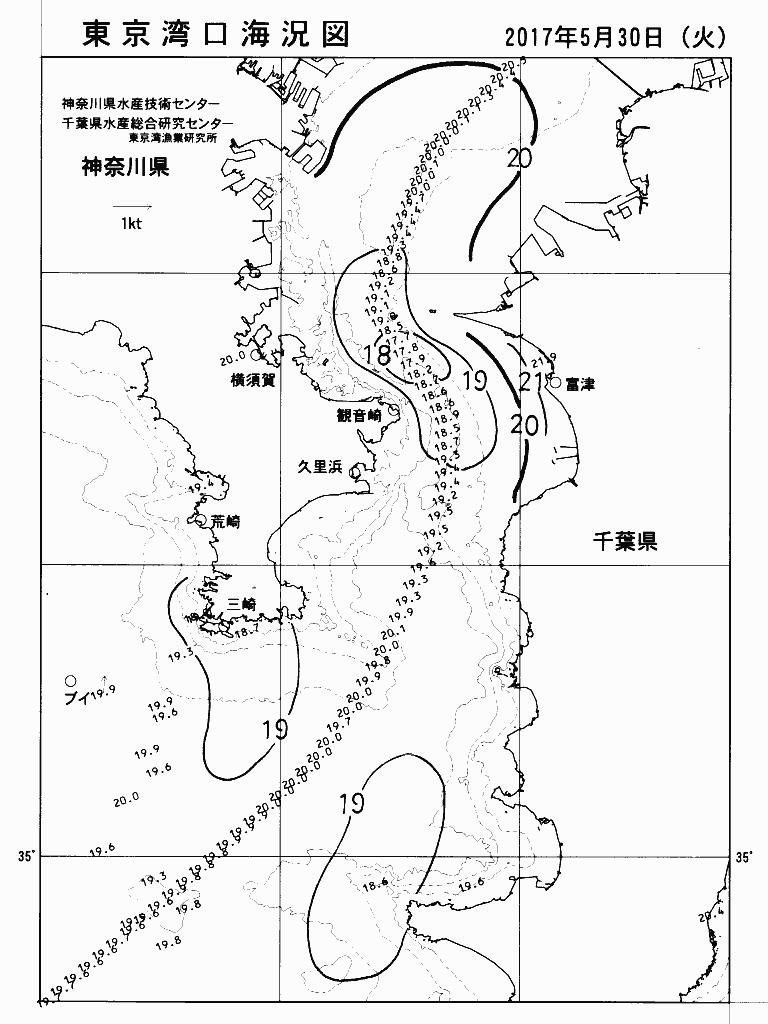 海況図, 東京湾口海況図 検索結果, (水温分布 等を図示)