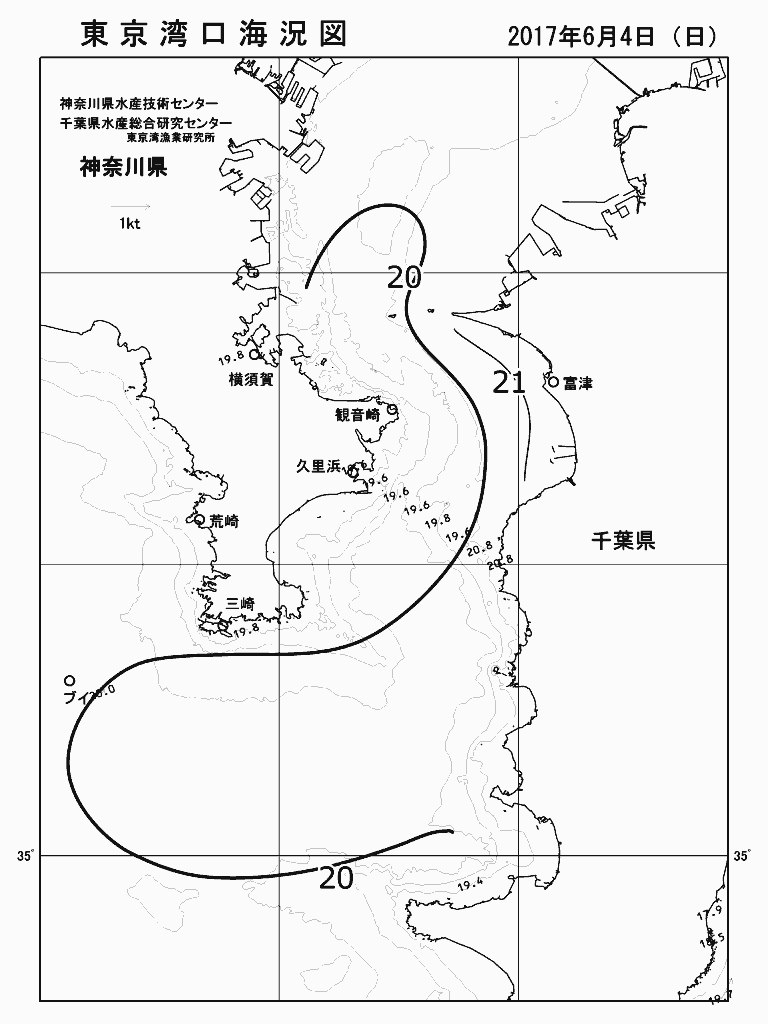 海況図, 東京湾口海況図 検索結果, (水温分布 等を図示)