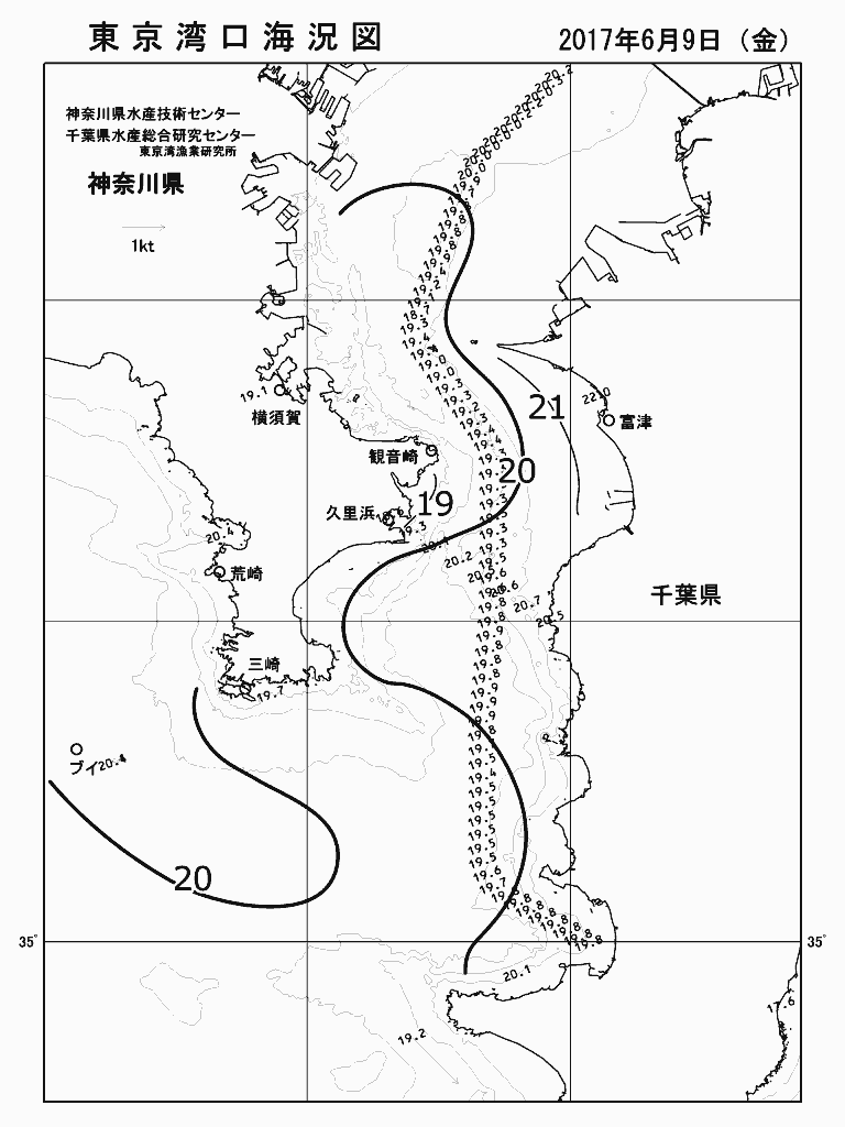 海況図, 東京湾口海況図 検索結果, (水温分布 等を図示)