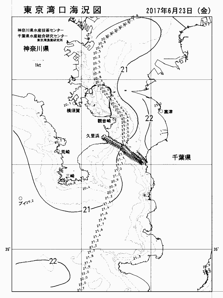 海況図, 東京湾口海況図 検索結果, (水温分布 等を図示)