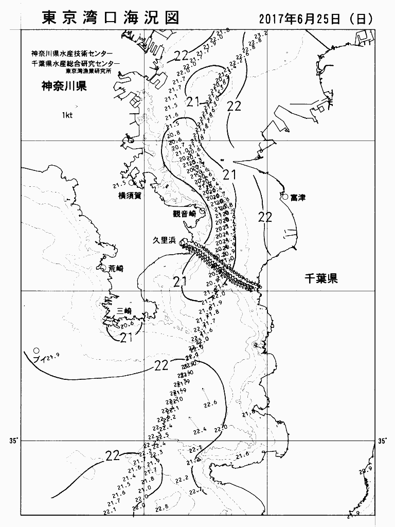 海況図, 東京湾口海況図 検索結果, (水温分布 等を図示)