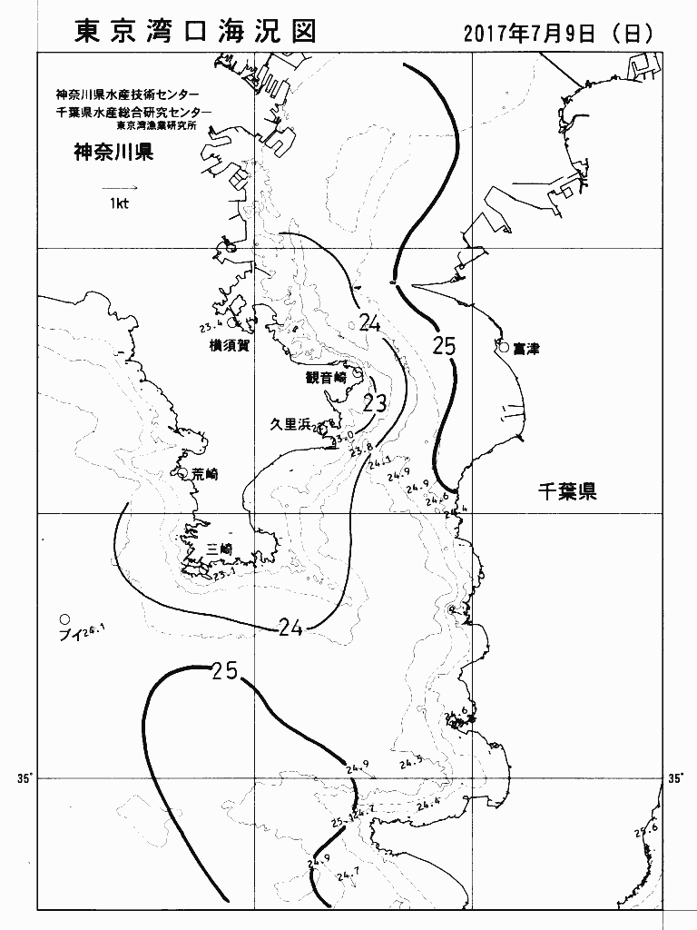 海況図, 東京湾口海況図 検索結果, (水温分布 等を図示)