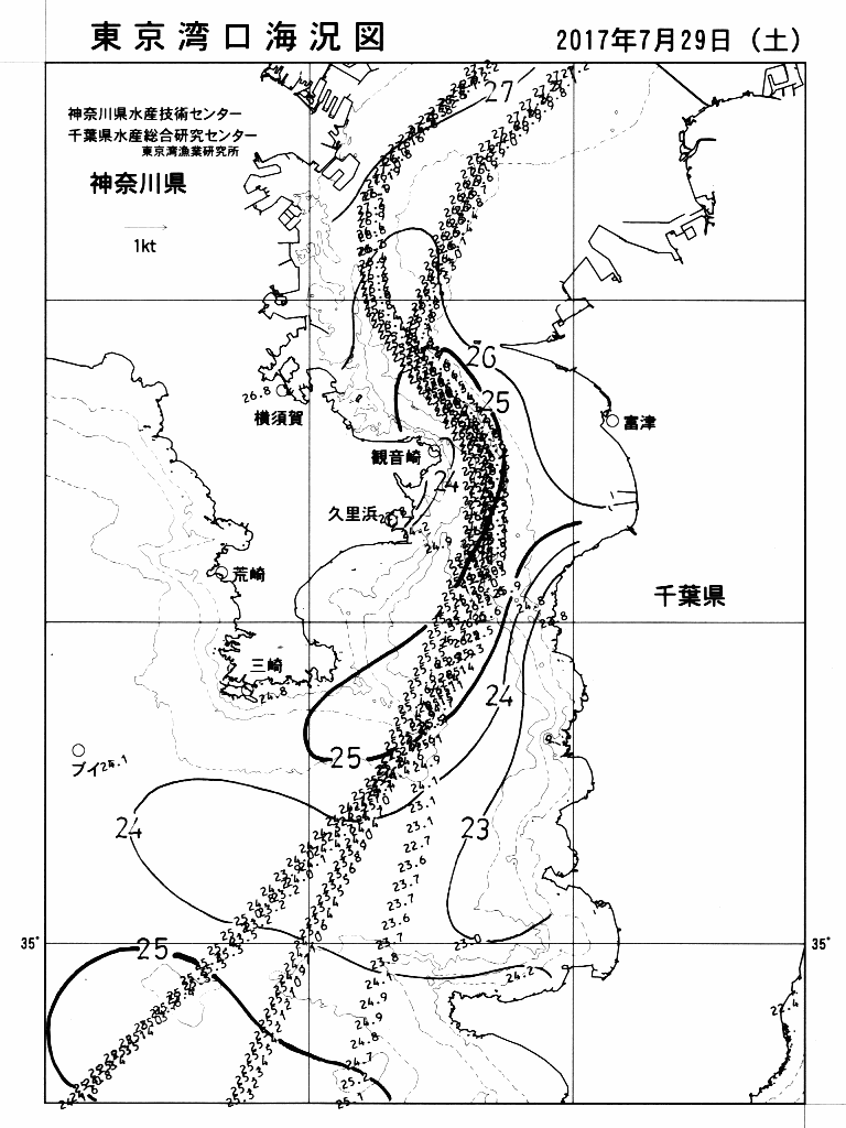 海況図, 東京湾口海況図 検索結果, (水温分布 等を図示)