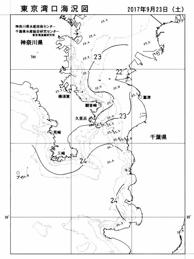 海況図, 東京湾口海況図 検索結果, (水温分布 等を図示)
