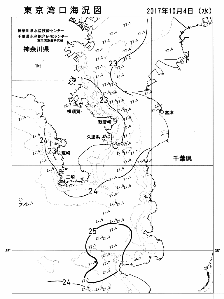 海況図, 東京湾口海況図 検索結果, (水温分布 等を図示)