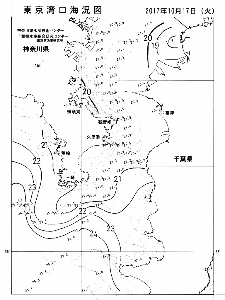 海況図, 東京湾口海況図 検索結果, (水温分布 等を図示)