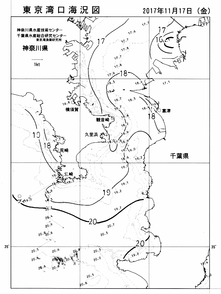 海況図, 東京湾口海況図 検索結果, (水温分布 等を図示)
