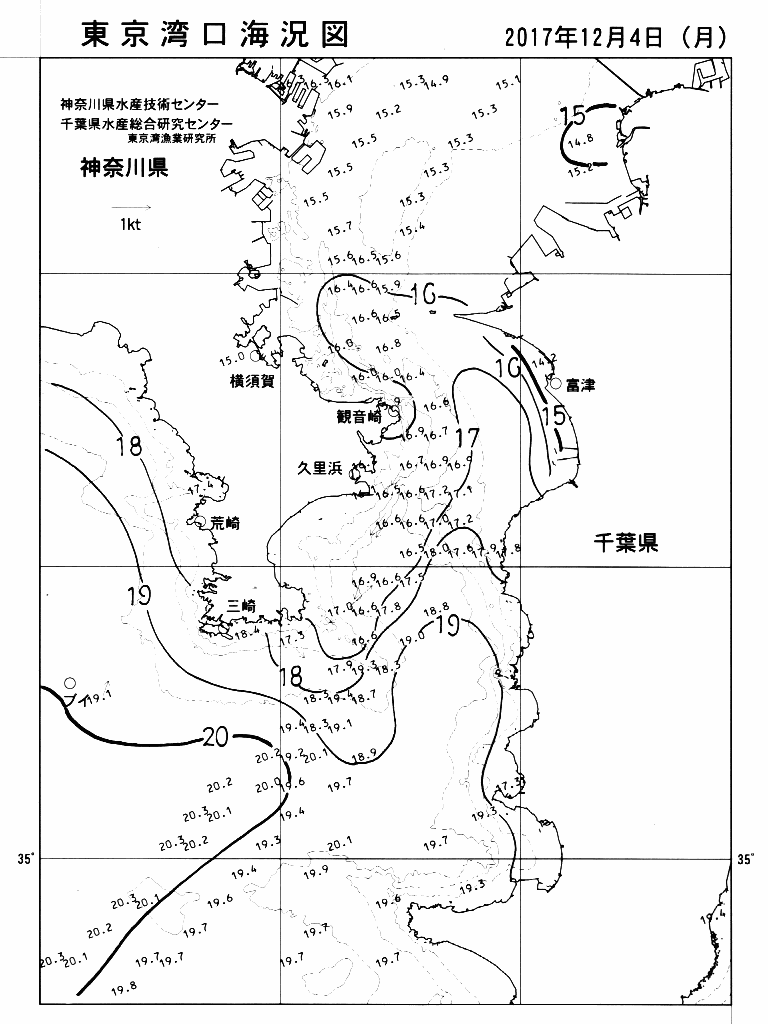 海況図, 東京湾口海況図 検索結果, (水温分布 等を図示)