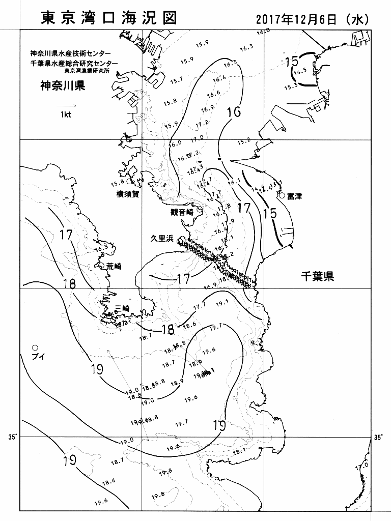 海況図, 東京湾口海況図 検索結果, (水温分布 等を図示)