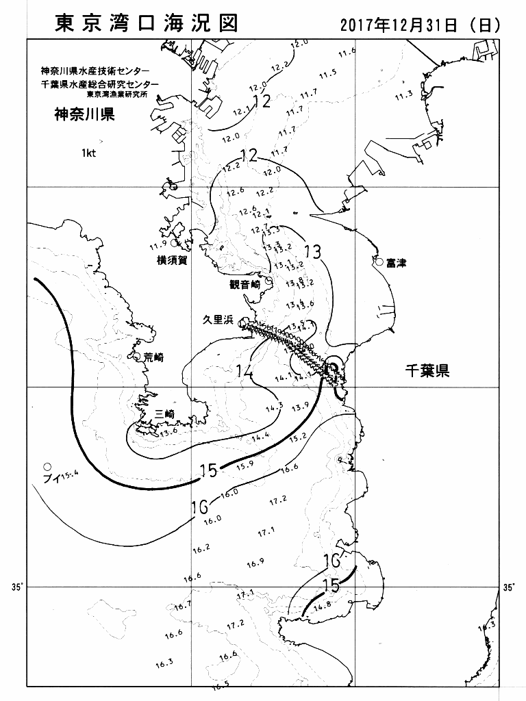 海況図, 東京湾口海況図 検索結果, (水温分布 等を図示)