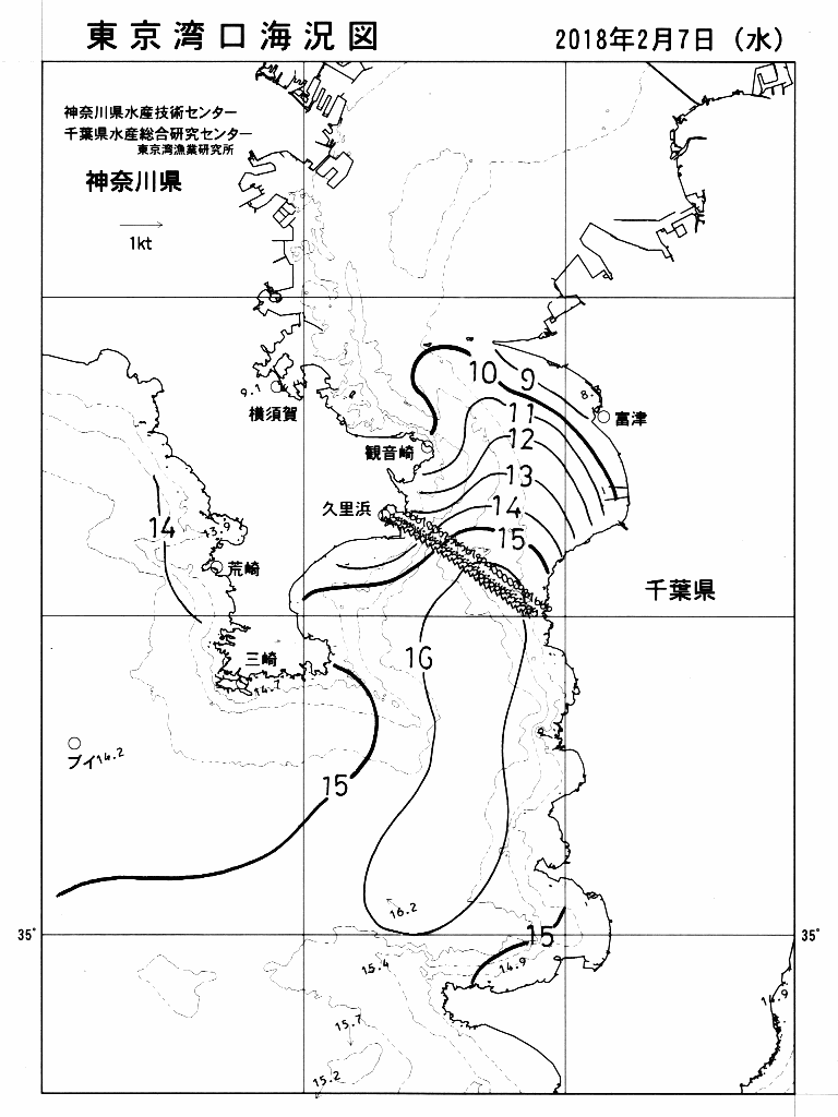 海況図, 東京湾口海況図 検索結果, (水温分布 等を図示)