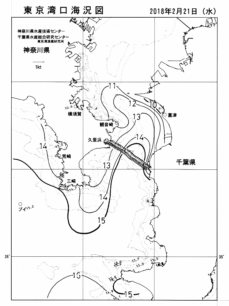 海況図, 東京湾口海況図 検索結果, (水温分布 等を図示)