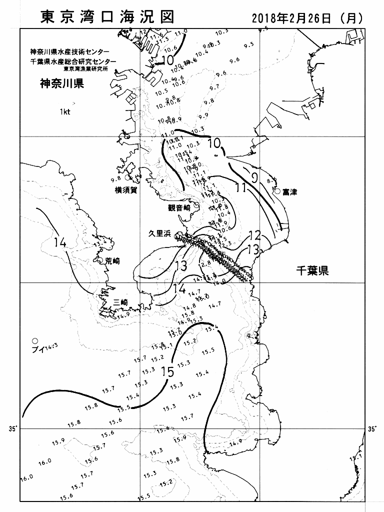 海況図, 東京湾口海況図 検索結果, (水温分布 等を図示)