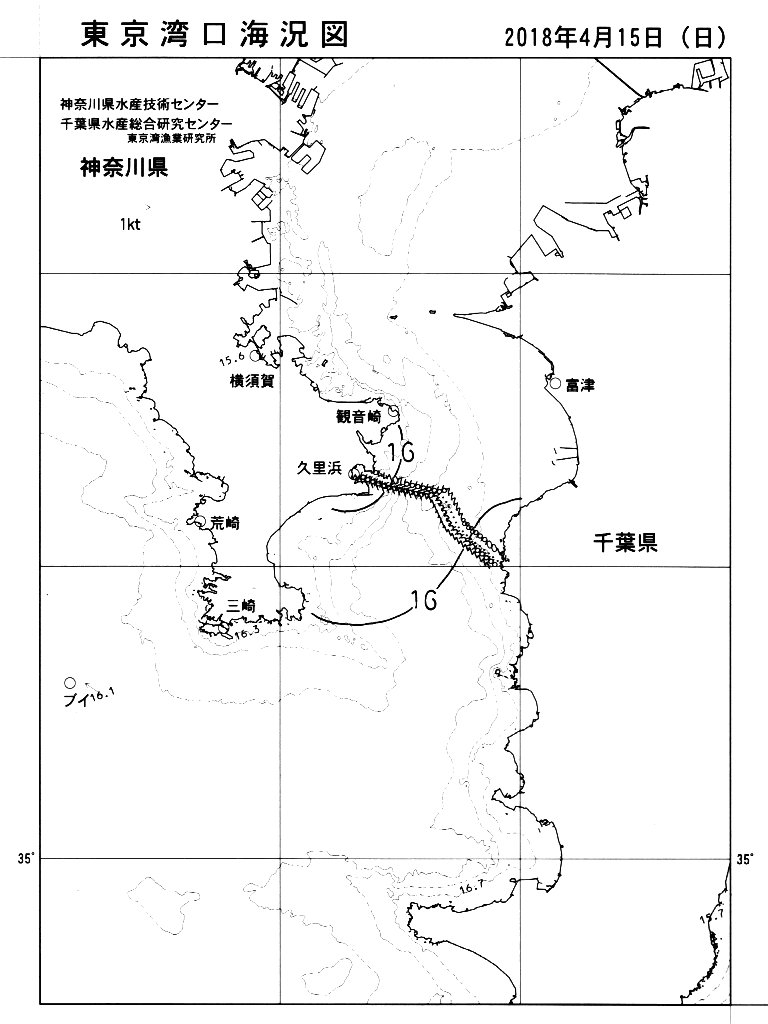 海況図, 東京湾口海況図 検索結果, (水温分布 等を図示)