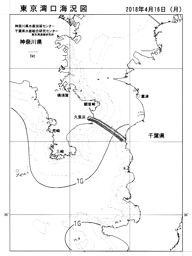 海況図, 東京湾口海況図 検索結果, (水温分布 等を図示)