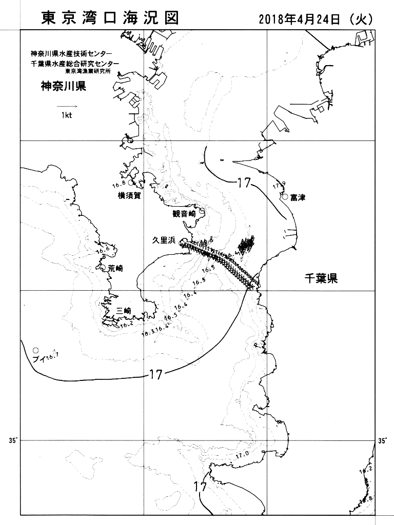 海況図, 東京湾口海況図 検索結果, (水温分布 等を図示)