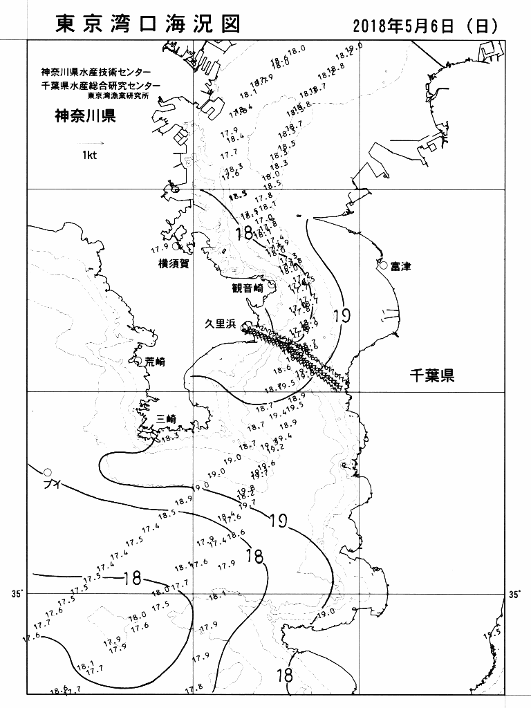 海況図, 東京湾口海況図 検索結果, (水温分布 等を図示)