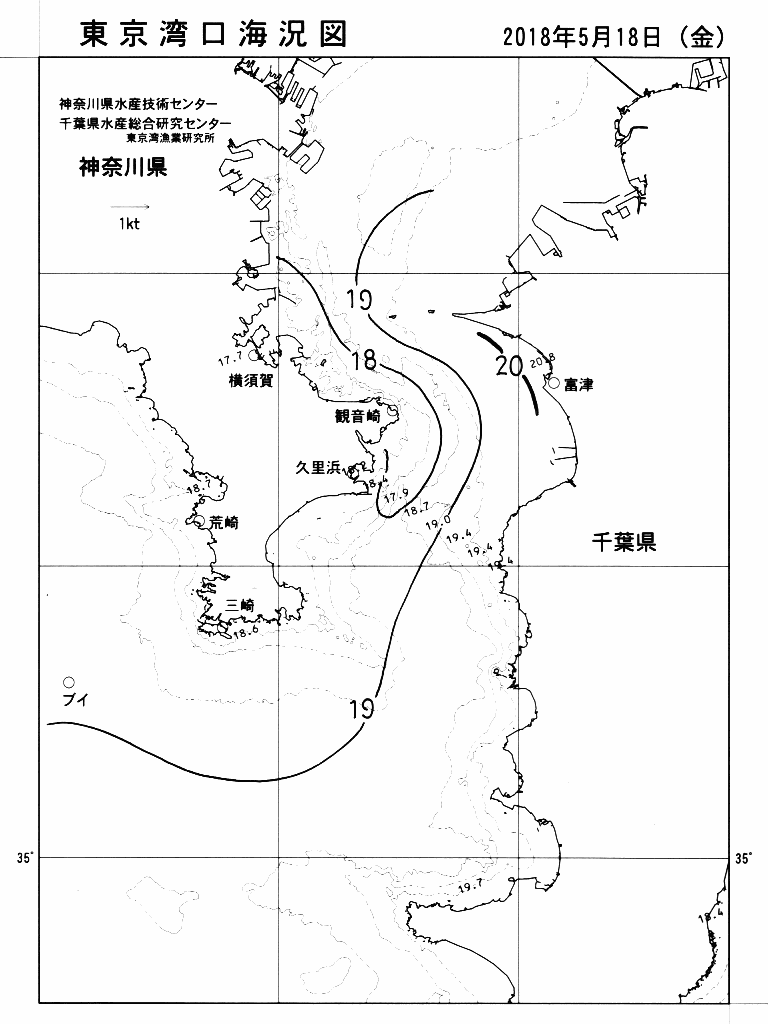 海況図, 東京湾口海況図 検索結果, (水温分布 等を図示)