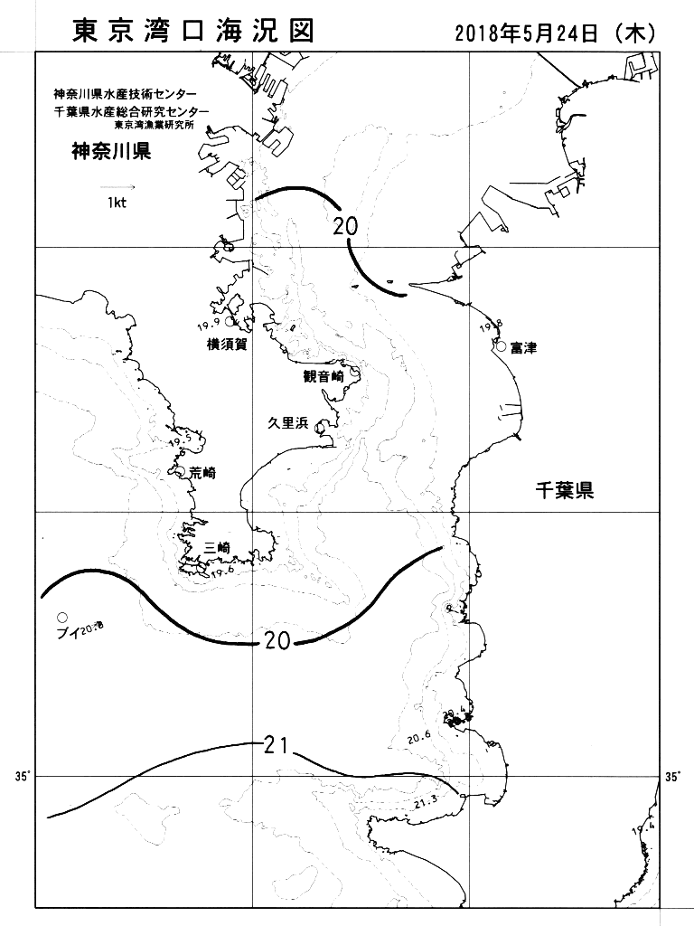 海況図, 東京湾口海況図 検索結果, (水温分布 等を図示)