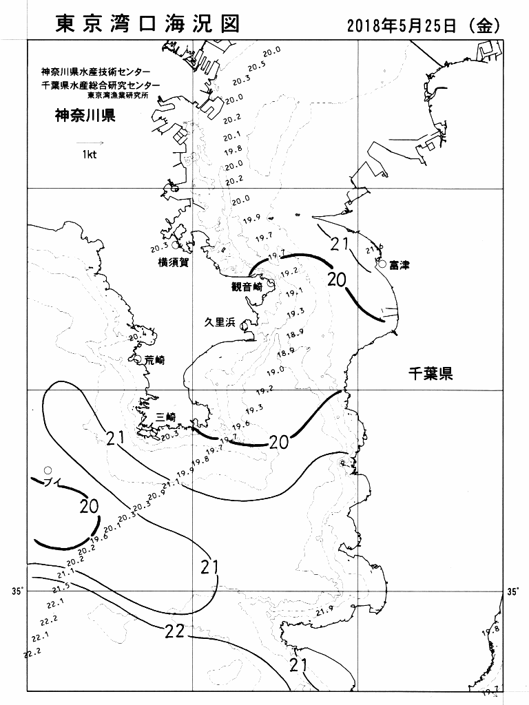 海況図, 東京湾口海況図 検索結果, (水温分布 等を図示)