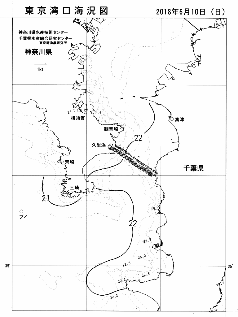 海況図, 東京湾口海況図 検索結果, (水温分布 等を図示)