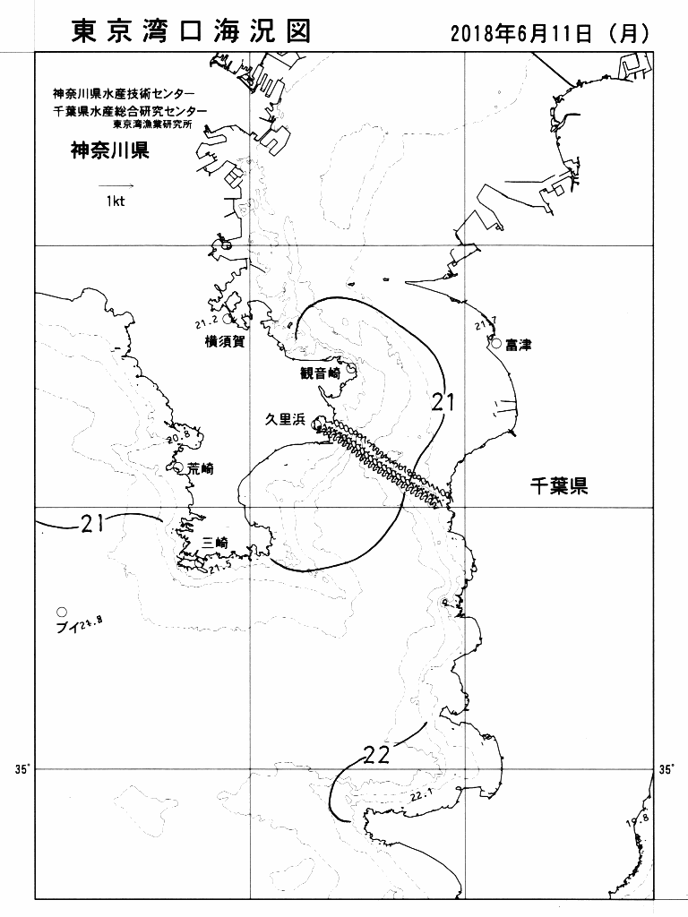 海況図, 東京湾口海況図 検索結果, (水温分布 等を図示)