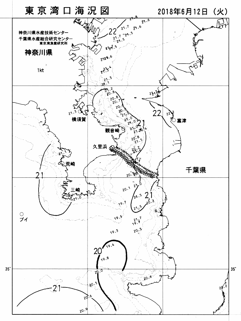 海況図, 東京湾口海況図 検索結果, (水温分布 等を図示)