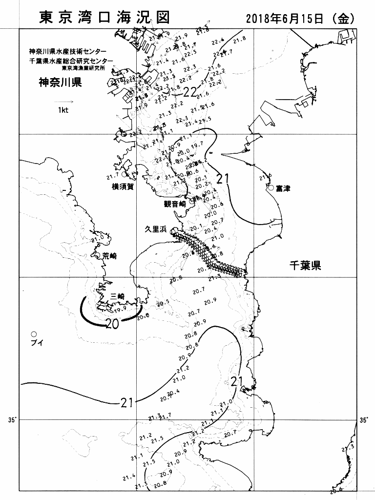 海況図, 東京湾口海況図 検索結果, (水温分布 等を図示)
