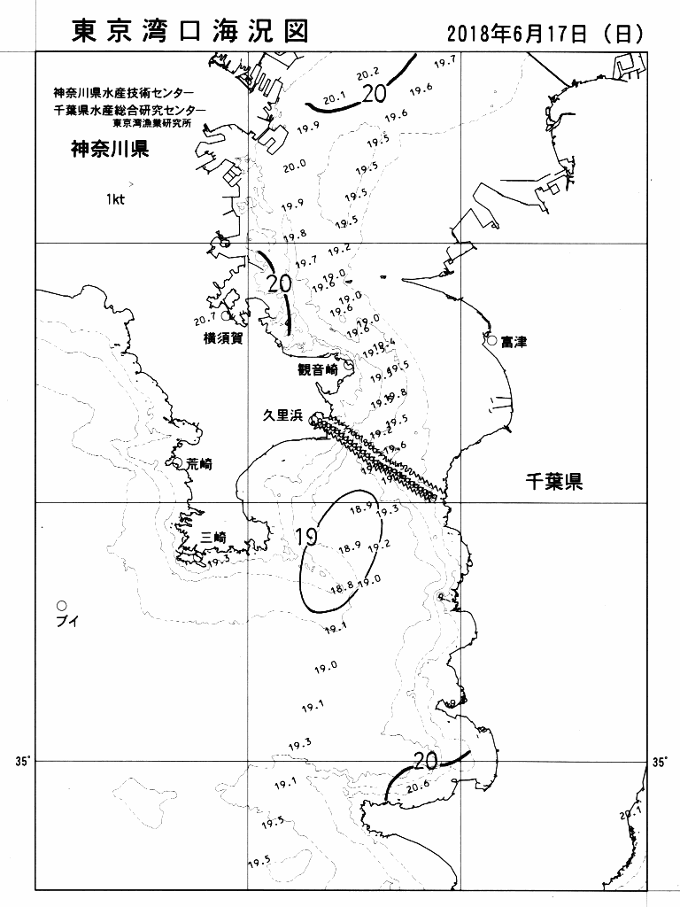 海況図, 東京湾口海況図 検索結果, (水温分布 等を図示)