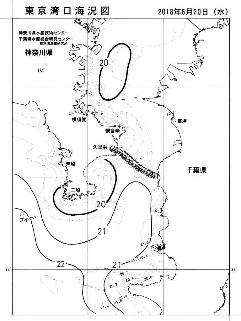 海況図, 東京湾口海況図 検索結果, (水温分布 等を図示)